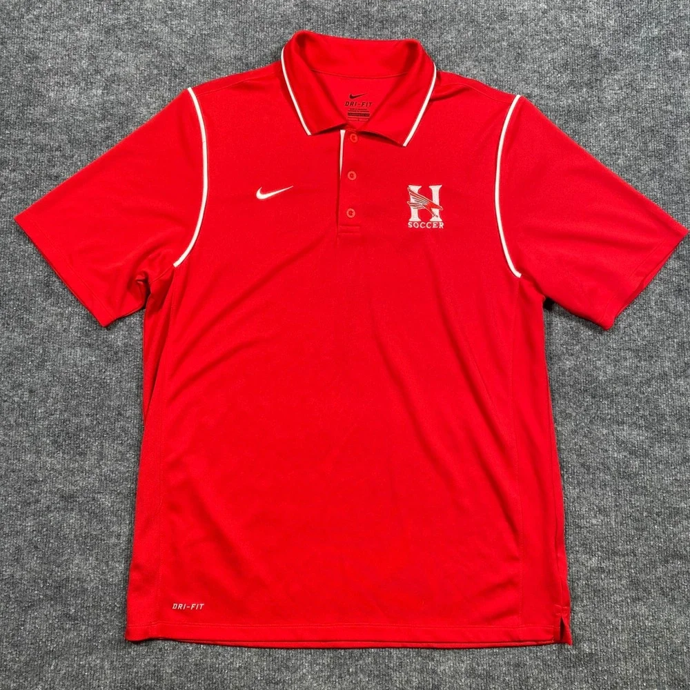 Nike Dri-FIT Red Soccer Polo Shirt Mens Hungton Falls Soccer 476281 ‎ Large